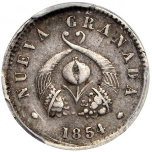 Аверс монеты Колумбия, ½ десимо, 1853-1858