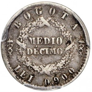Реверс монеты Колумбия, ½ десимо, 1853-1858