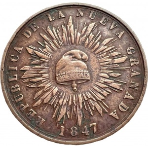 Аверс монеты Колумбия, 1 десимо, 1847-1848
