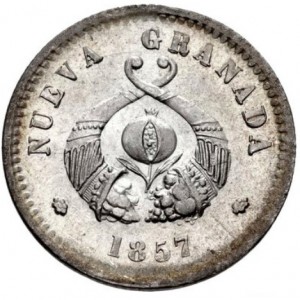 Аверс монеты Колумбия, 1 десимо, 1853-1858