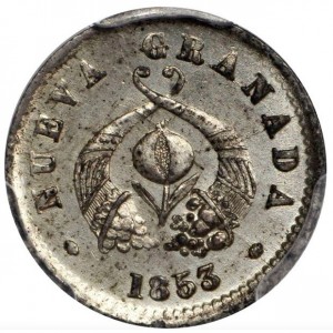 Аверс монеты Колумбия, ½ реала, 1850-1853
