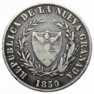 Аверс монеты Колумбия, 2 реала, 1849-1853