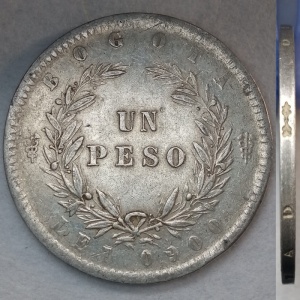Реверс монеты Колумбия, 1 песо, 1855-1859