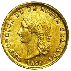 Аверс монеты Колумбия, 10 песо, 1853-1857