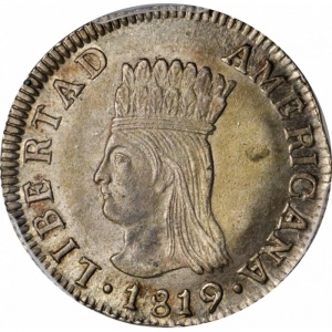Аверс монеты Колумбия, 2 реала, 1819