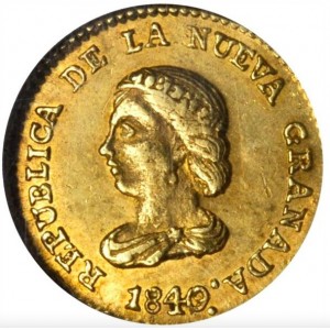 Аверс монеты Колумбия, 1 песо, 1837-1846