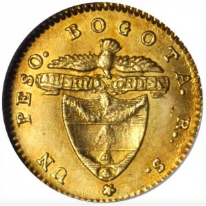 Реверс монеты Колумбия, 1 песо, 1837-1846