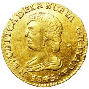 Аверс монеты Колумбия, 2 песо, 1838-1846
