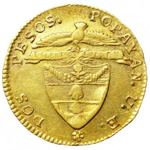 Реверс монеты Колумбия, 2 песо, 1838-1846