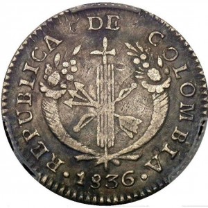Аверс монеты Колумбия, 1 реал, 1827-1836