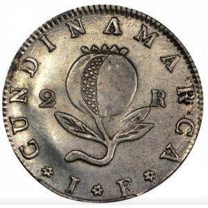 Реверс монеты Колумбия, 2 реала, 1820-1823