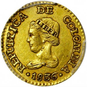 Аверс монеты Колумбия, 1 песо, 1825-1836
