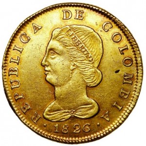 Аверс монеты Колумбия, 8 эскудо, 1822-1838