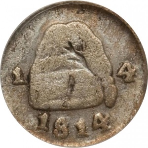 Аверс монеты Колумбия, ¼ реала, 1814-1815