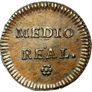 Реверс монеты Колумбия, ½ реала, 1813