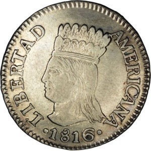 Аверс монеты Колумбия, 2 реала, 1815-1816