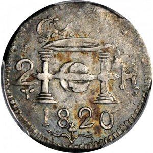 Аверс монеты Колумбия, 2 реала, 1820