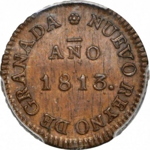 Аверс монеты Колумбия, 8 реалов, 1813, "PROVINCIA" и номинал