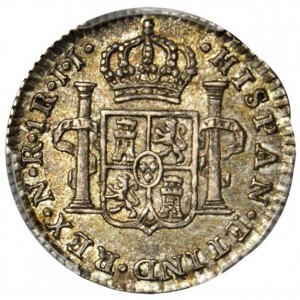 Реверс монеты Колумбия, 1 реал, 1792-1804