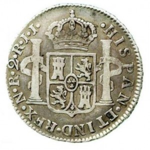 Реверс монеты Колумбия, 2 реала, 1792-1798