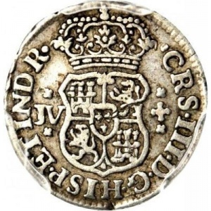 Аверс монеты Колумбия, ½ реала, 1760