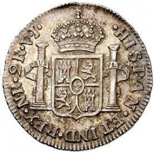 Реверс монеты Колумбия, 2 реала, 1772-1784