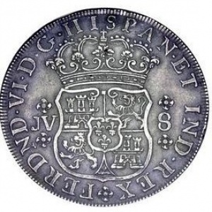 Аверс монеты Колумбия, 8 реалов, 1759