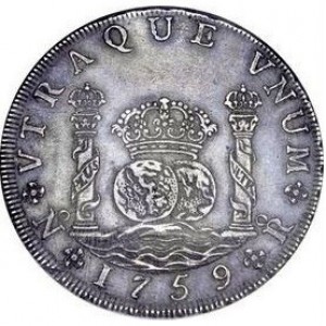 Реверс монеты Колумбия, 8 реалов, 1759