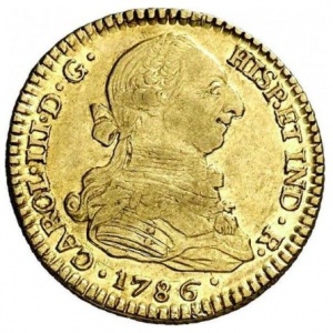 Аверс монеты Колумбия, 2 эскудо, 1785-1789