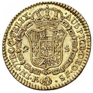 Реверс монеты Колумбия, 2 эскудо, 1785-1789