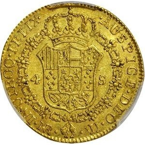 Реверс монеты Колумбия, 4 эскудо, 1769-1779
