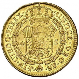 Реверс монеты Колумбия, 4 эскудо, 1789-1790