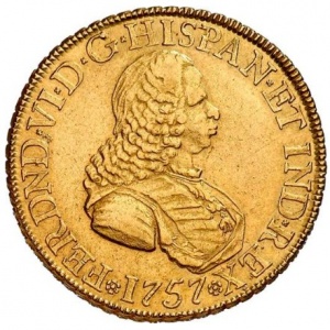 Аверс монеты Колумбия, 8 эскудо, 1755-1760