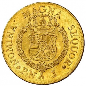 Реверс монеты Колумбия, 8 эскудо, 1760-1771