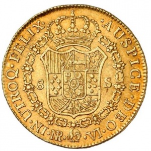 Реверс монеты Колумбия, 8 эскудо, 1772-1784