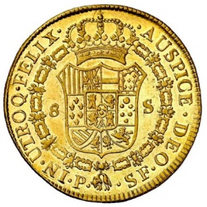 Реверс монеты Колумбия, 8 эскудо, 1785-1789
