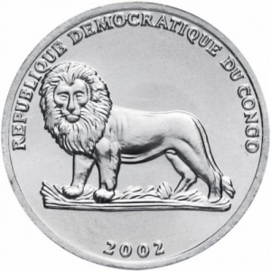 Аверс монеты Конго - ДРК, 25 сантимов, 2002, Животные - Ласка