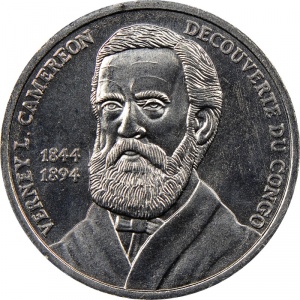 Реверс монеты Конго - ДРК, 50 сантимов, 2002, Верни Ловетт Кэмерон