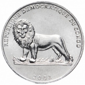 Аверс монеты Конго - ДРК, 50 сантимов, 2002, Животные - Горилла