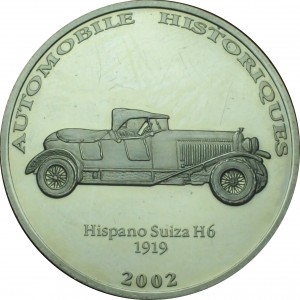 Реверс монеты Конго - ДРК, 10 франков, 2002, Hispano Suiza H6 1919