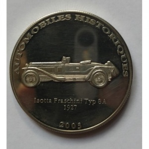 Реверс монеты Конго - ДРК, 10 франков, 2003, Isotta Fraschini Typ 8A 1927