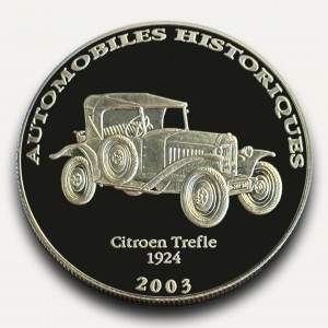 Реверс монеты Конго - ДРК, 10 франков, 2003, Citroen Trefle 1924