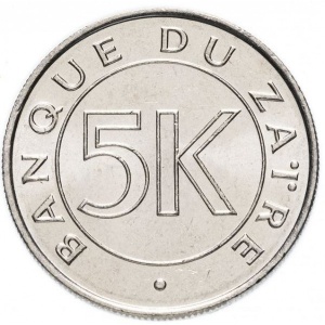 Реверс монеты Конго - ДРК, 5 макут, 1977
