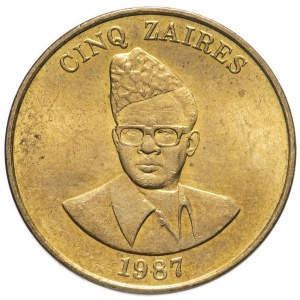 Аверс монеты Конго - ДРК, 5 заиров, 1987