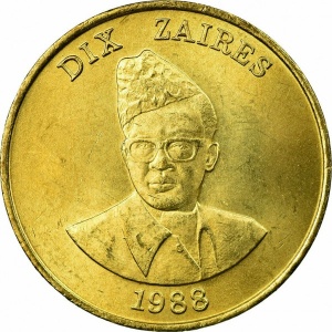 Аверс монеты Конго - ДРК, 10 заиров, 1988