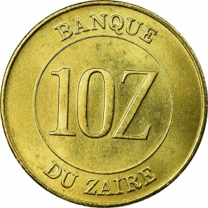 Реверс монеты Конго - ДРК, 10 заиров, 1988