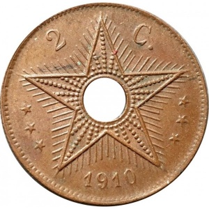 Реверс монеты Конго - ДРК, 2 сантима, 1910-1919