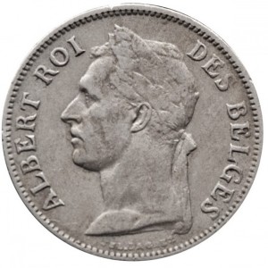 Аверс монеты Конго - ДРК, 50 сантимов, 1921-1929, Надпись на французском - 'ALBERT ROI DES BELGES'