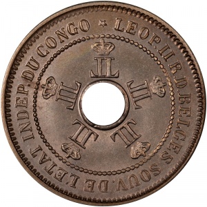 Аверс монеты Конго - ДРК, 5 сантимов, 1906-1908