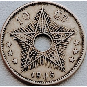 Реверс монеты Конго - ДРК, 10 сантимов, 1906-1908